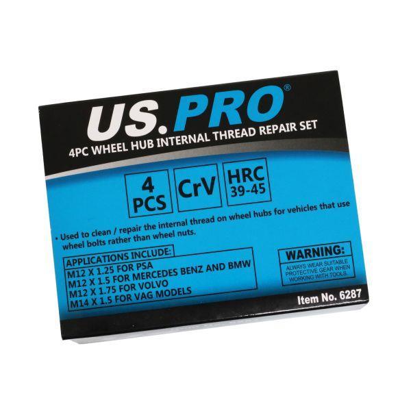 US PRO Tools 4PC Wheel Hub Internal Thread Repair Set - M12 M14 6287