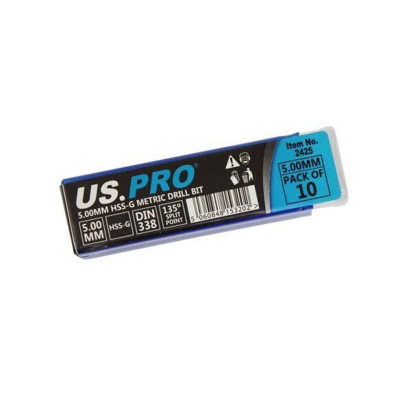 US PRO Tools 5.00MM HSS-G Metric twist Drill Bit Pack Of 10 2425