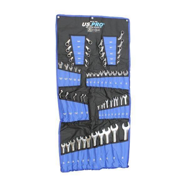 US PRO Tools 50pc Metric Spanner Wrench Mixed Set Stubby Ring Open Spanners 3928
