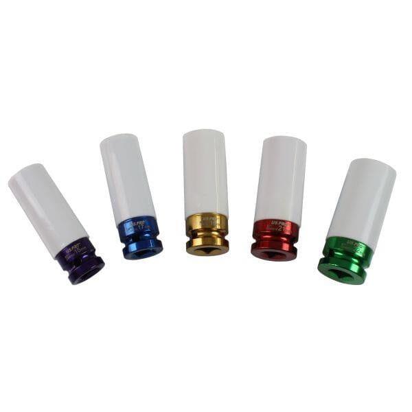 US PRO Tools 5PC 1/2" DR Deep Alloy Wheel Impact Sockets 15 - 22mm 3839