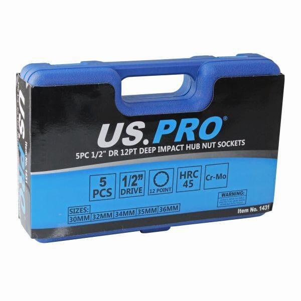 US PRO Tools 5pc 1/2" dr  Deep Impact Hub Nut Socket 30, 32, 34, 35, 36mm B1431