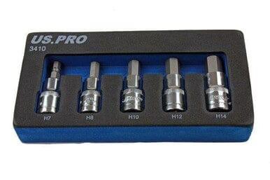 US PRO Tools 5PC 1/2" DR Metric Hex Bit Sockets 3410