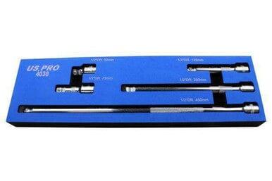 US PRO Tools 5pc 1/2" dr Wobble Extension Bars Set 50, 75, 125, 250 & 450mm 4030