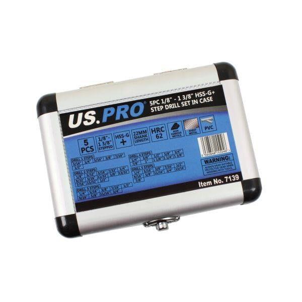 US PRO Tools 5PC Hss-G+ Step Drill Set 1/8"-1 3/8" In case 7139