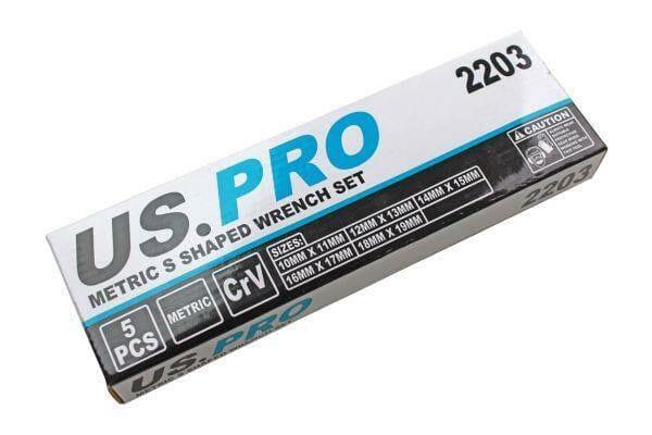 US PRO Tools 5pc Metric S Shaped Obstruction Spanner Wrench Set 2203