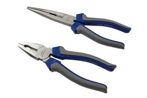 US PRO Tools 5pc Pliers Set In case combination long bent nose side cutters water pump 1821