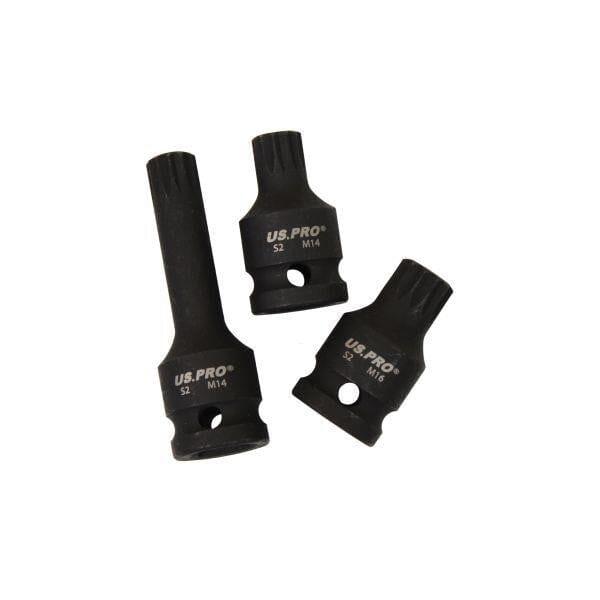 US PRO Tools 6pc 1/2" DR Impact Spline Bit Sockets Shallow & Deep M14 M16 M18 3859