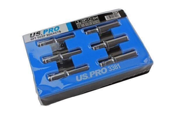 US PRO Tools 6pc 3/8" dr 10mm & 13mm 6pt Deep Sockets 3381
