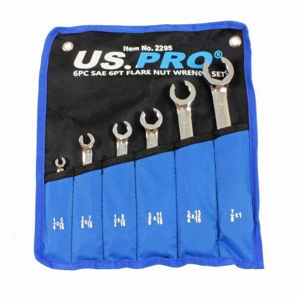 US PRO Tools 6pc SAE Imperial 6pt Flare Nut Spanners Wrench Set Brake Pipe 2295