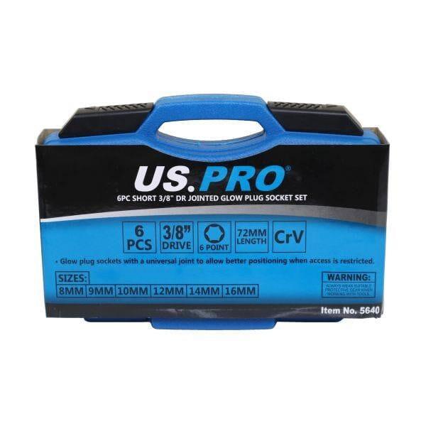 US PRO Tools 6pc Short 3/8" dr Universal Joint Glow Plug Sockets Socket Set 5640