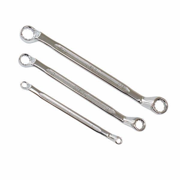 US PRO Tools 7 Piece Double Offset Ring Spanner Wrench Set 6 - 19MM 75DEG 3528