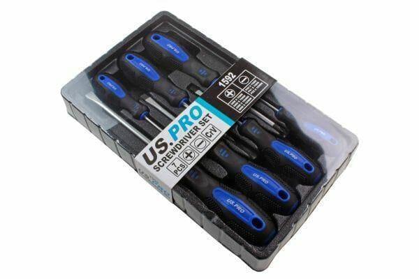 US PRO Tools 7 Piece Magnetic Screwdriver Set - Slotted & Phillips 1592