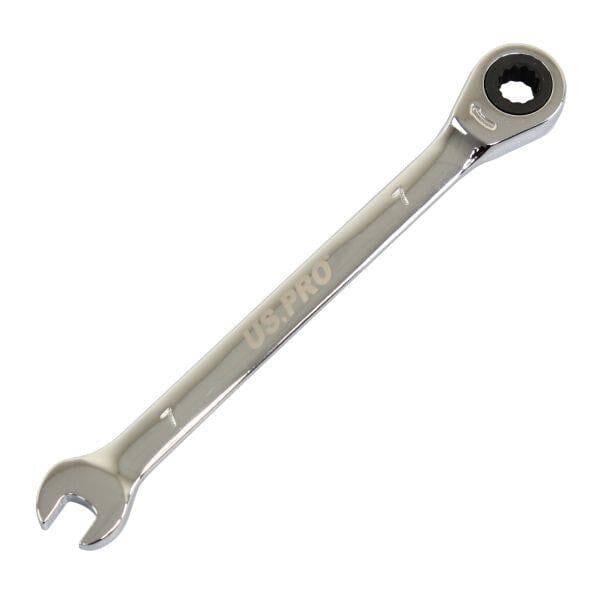 US PRO Tools 7mm Ratchet Spanner Wrench 72 Teeth Open & Ring End Wrench 3568
