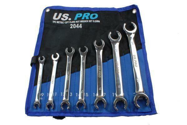 US PRO Tools 7pc 12 Point Open Brake Flare Nut Spanners Wrench Set 8 - 24mm 2044