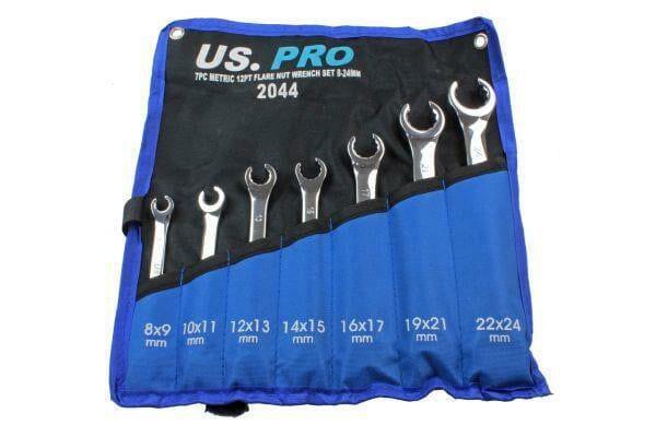 US PRO Tools 7pc 12 Point Open Brake Flare Nut Spanners Wrench Set 8 - 24mm 2044