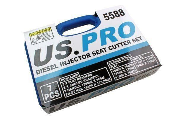 US PRO Tools 7pc Diesel Engine Injector Seat Cutter, Cutting Tool Pilot Key 5588