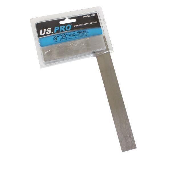 US PRO Tools 8" (200mm) Engineers Set Square Stainless Steel 2686
