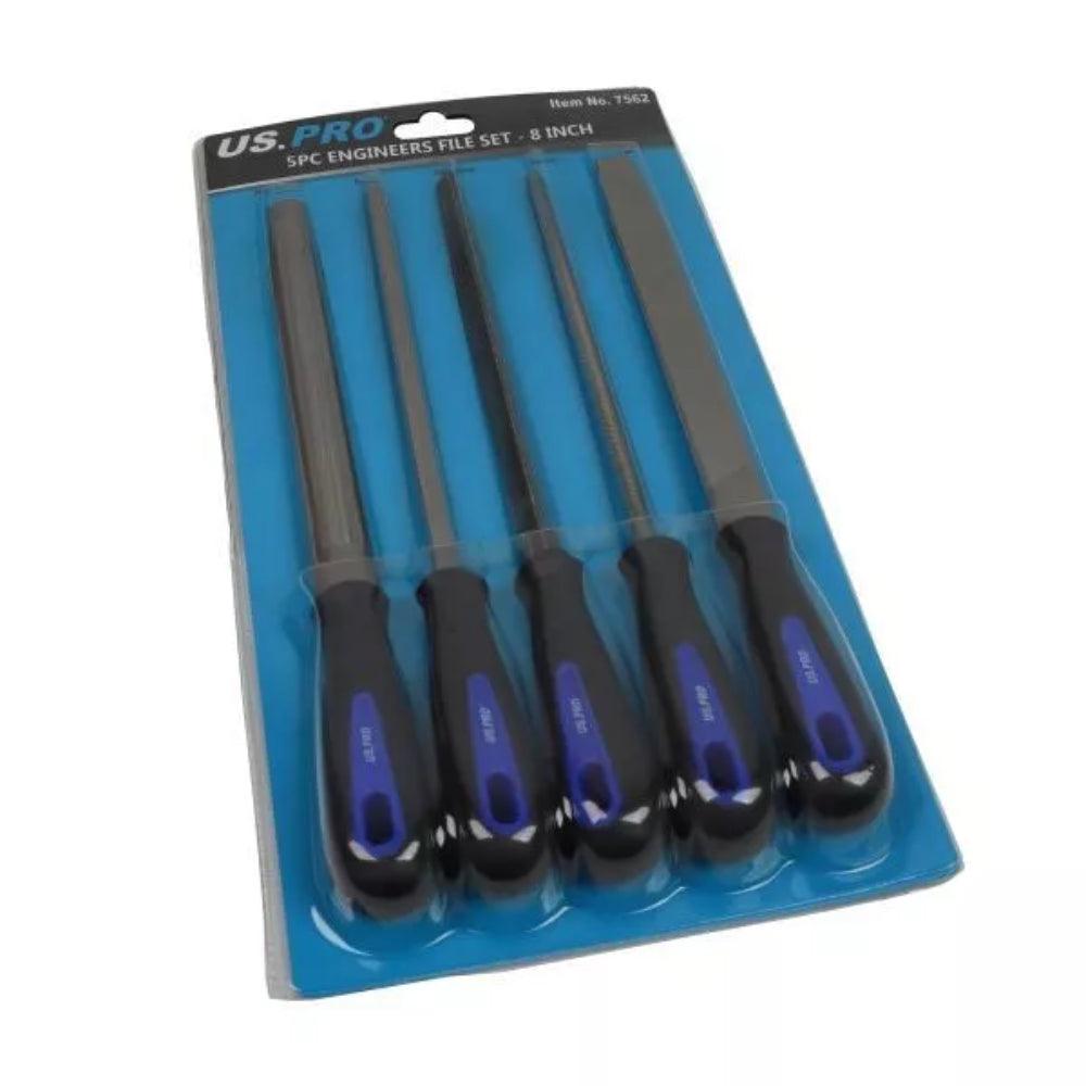 US PRO Tools 8” 5pc Engineers File Set - Square, Flat, Half Round, Round & Triangular 7562