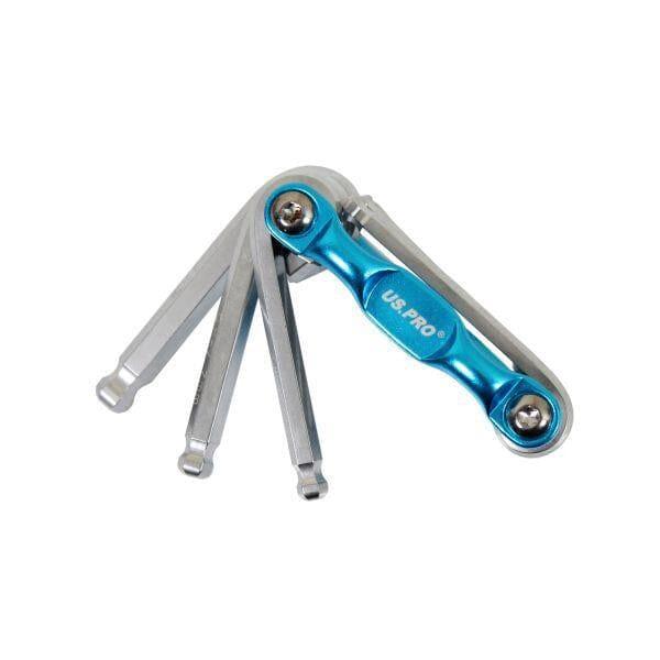 US PRO Tools 8 Piece Folding Metric Ball End Hex Key Set 1625