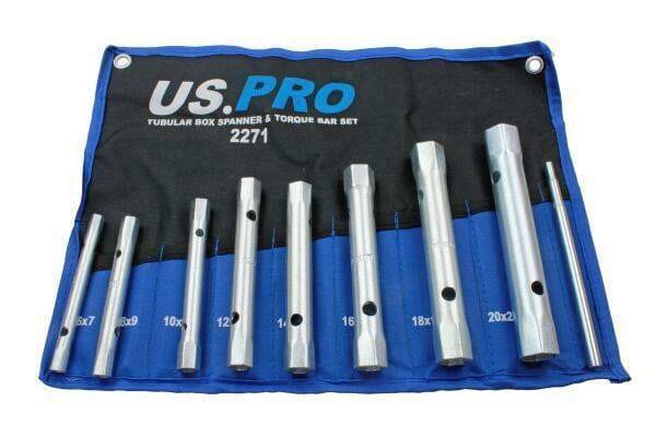 US PRO Tools 8 Piece Tubular Box Spanner & Torque Bar Set 6mm - 22mm 2271