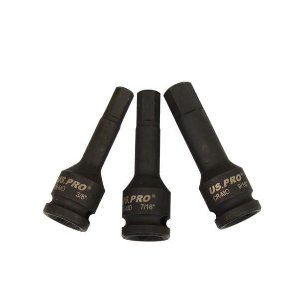 US PRO Tools 8pc 1/2" SAE Impact Hex Allen Bit Sockets 1/4" - 3/4" Imperial 3387