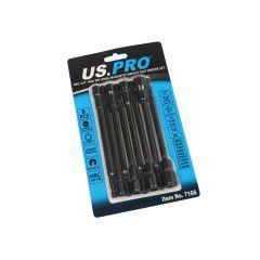 US PRO Tools 8pc 1/4" Hex DR Long Magnetic Impact Nut Driver Set Metric 7166