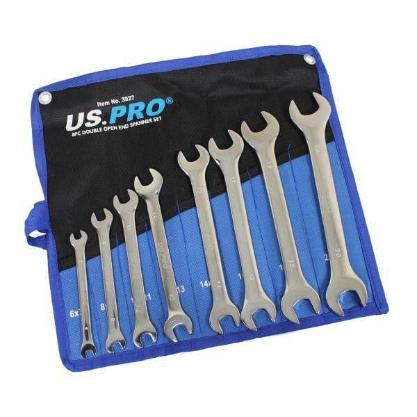 US PRO Tools 8pc Double Open End Spanner Wrench Set Spanners 6 - 22mm 3927