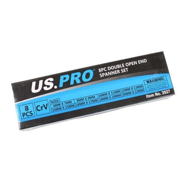 US PRO Tools 8pc Double Open End Spanner Wrench Set Spanners 6 - 22mm 3927