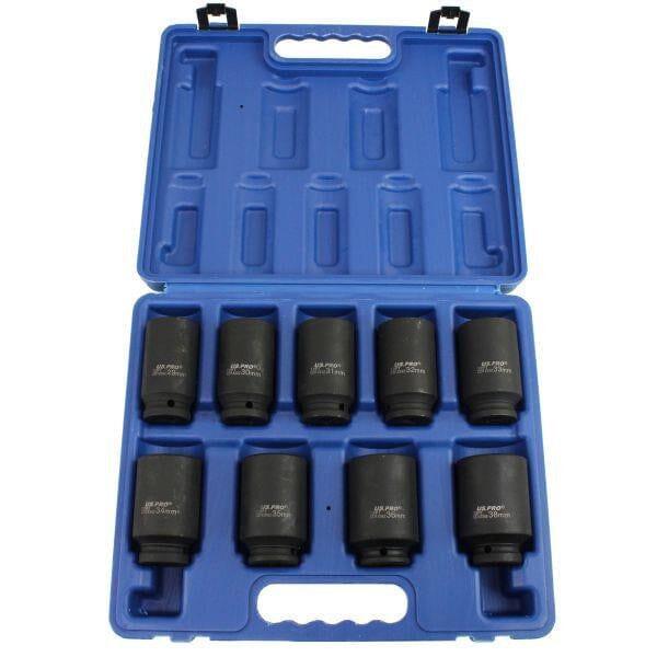 US PRO Tools 9pc 1/2" Dr 12pt Deep Impact Hub Nut Sockets 29mm to 38mm 3688
