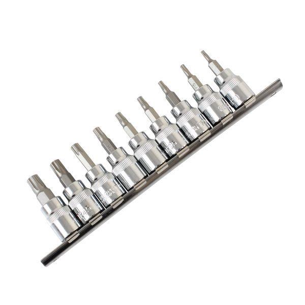 US PRO Tools 9pc 3/8" DR Torx Plus Bit Sockets On Rail TP10 - TP50 1293