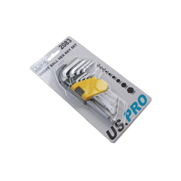 US PRO Tools 9PC Short Ball Allen Hex Key Set 1.5 - 10mm 2083