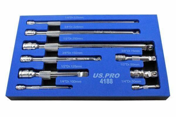 US PRO Tools 9pc Wobble Bar Extension Set 1/4 3/8 1/2 Dr 4188