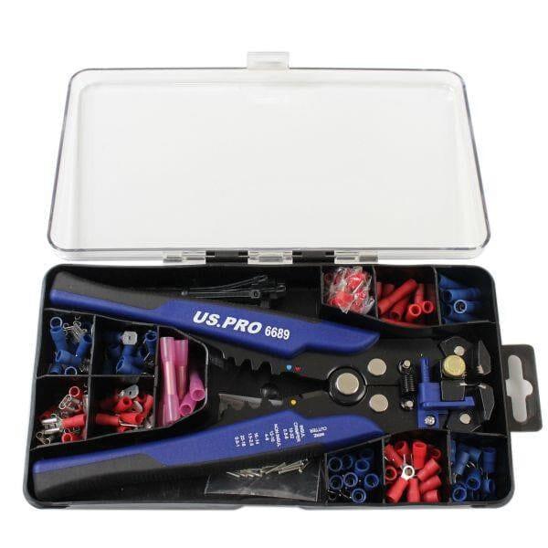 US PRO Tools Auto Wire Stripper, Cutter, Terminal Crimper & Terminal Set 6830