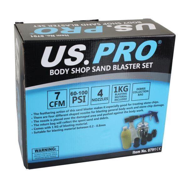 US PRO Tools Body Shop Sand Blaster Set With 4 Nozzles Air Sandblasting 8791