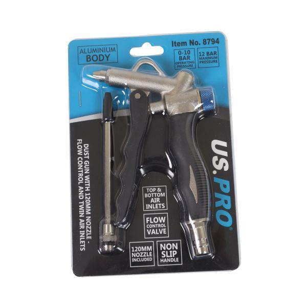 US PRO Tools Dust Gun With 120MM Nozzle - Flow Control And Twin Air Inlets 8794