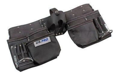 US PRO Tools Heavy Duty Leather Double Tool Belt Oil Tanned 11 Pockets 2302