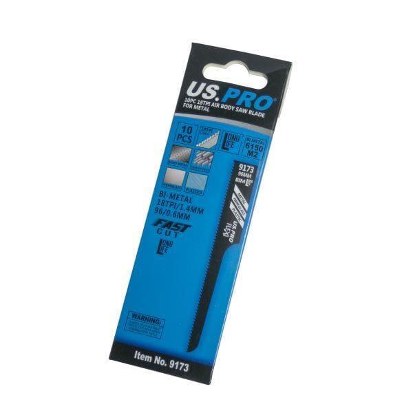 US PRO Tools Pack Of 10 Air Body Saw Blades For Metal 18TPI 9173