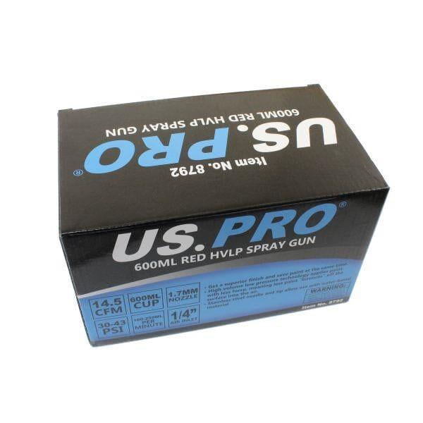 US PRO Tools Red HVLP Spray Gun 600ml Nylon Cup - 1.7mm Nozzle 8792