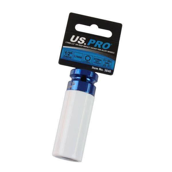 US PRO Tools Single 1/2" Dr 17mm Deep Impact Alloy Wheel Socket 3840