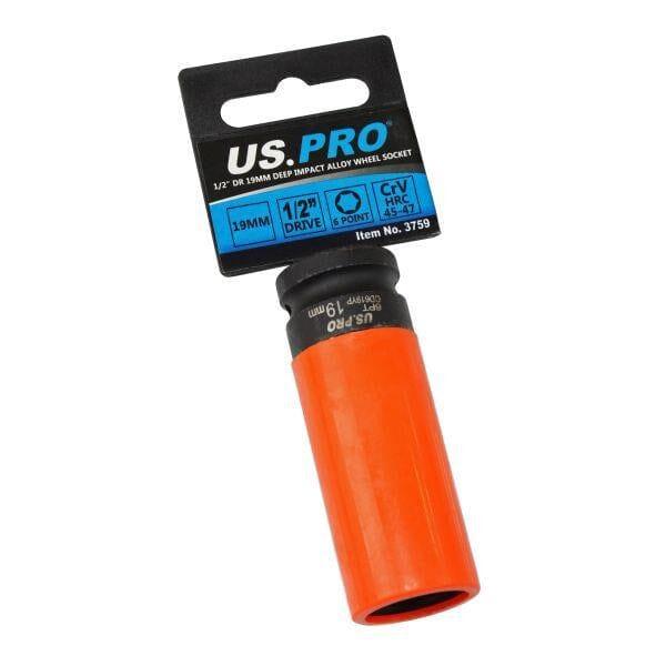 US PRO Tools Single 1/2" Dr 19mm Deep Impact Alloy Wheel Socket 3759