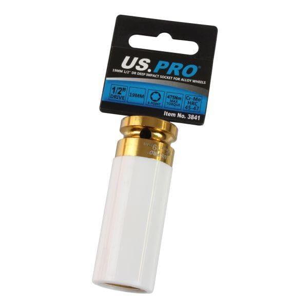 US PRO Tools Single 1/2" Dr 19mm Deep Impact Alloy Wheel Socket 3841