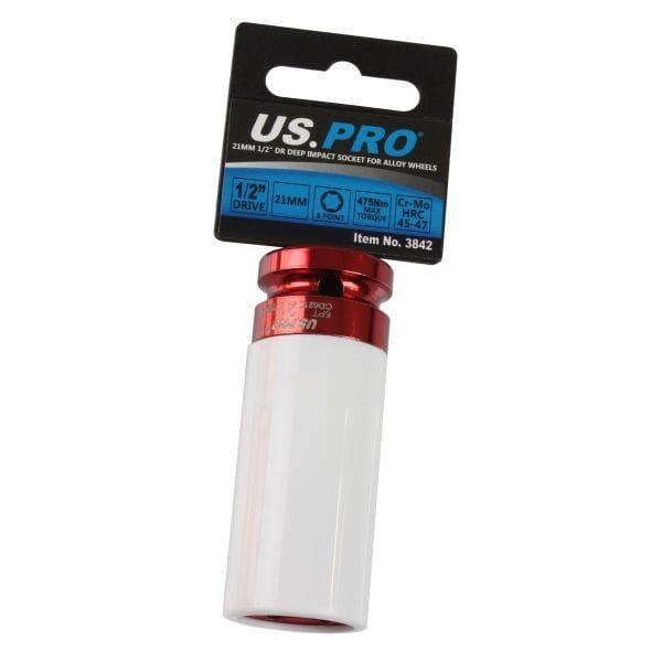 US PRO Tools Single 1/2" Dr 21mm Deep Impact Alloy Wheel Socket 3842