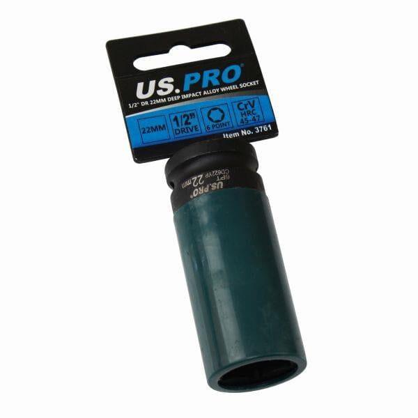 US PRO Tools Single 1/2" Dr 22mm Deep Impact Alloy Wheel Socket 3761