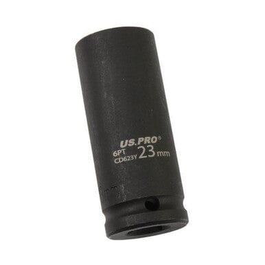 US PRO Tools Single 1/2" DR 23mm 6 Point Deep Impact Socket 3756