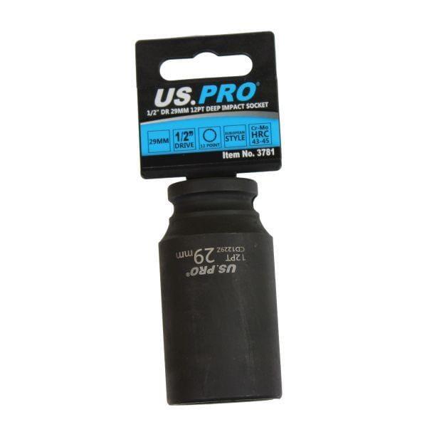 US PRO Tools Single 1/2" DR 29MM 12PT Deep Impact Socket 3781