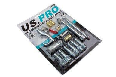 US PRO Tools UK Air Compressor Accessory Kit Blow Gun Airline Ends Tyre Inflator 8785