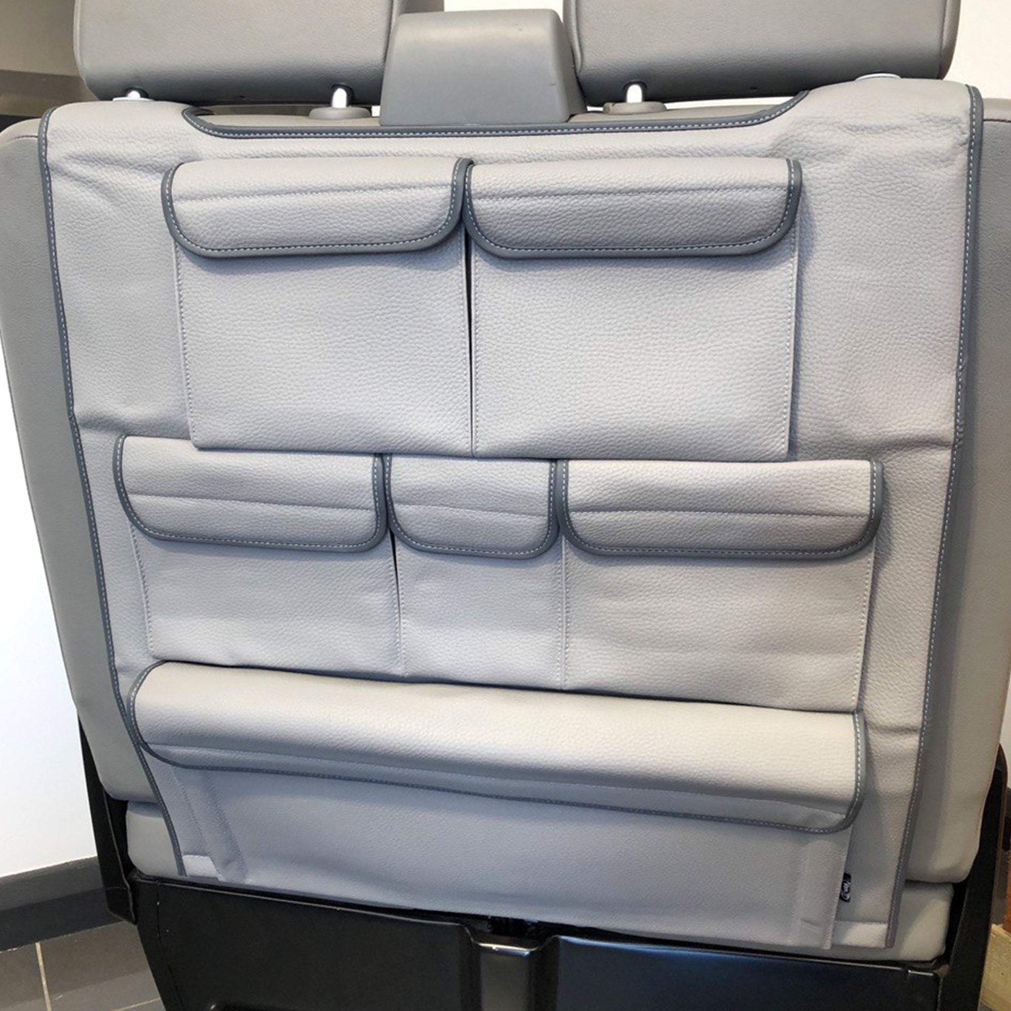 For VW T6 & T6.1 Transporter Double Seat Back Organiser – Premium Leatherette Storage Solution