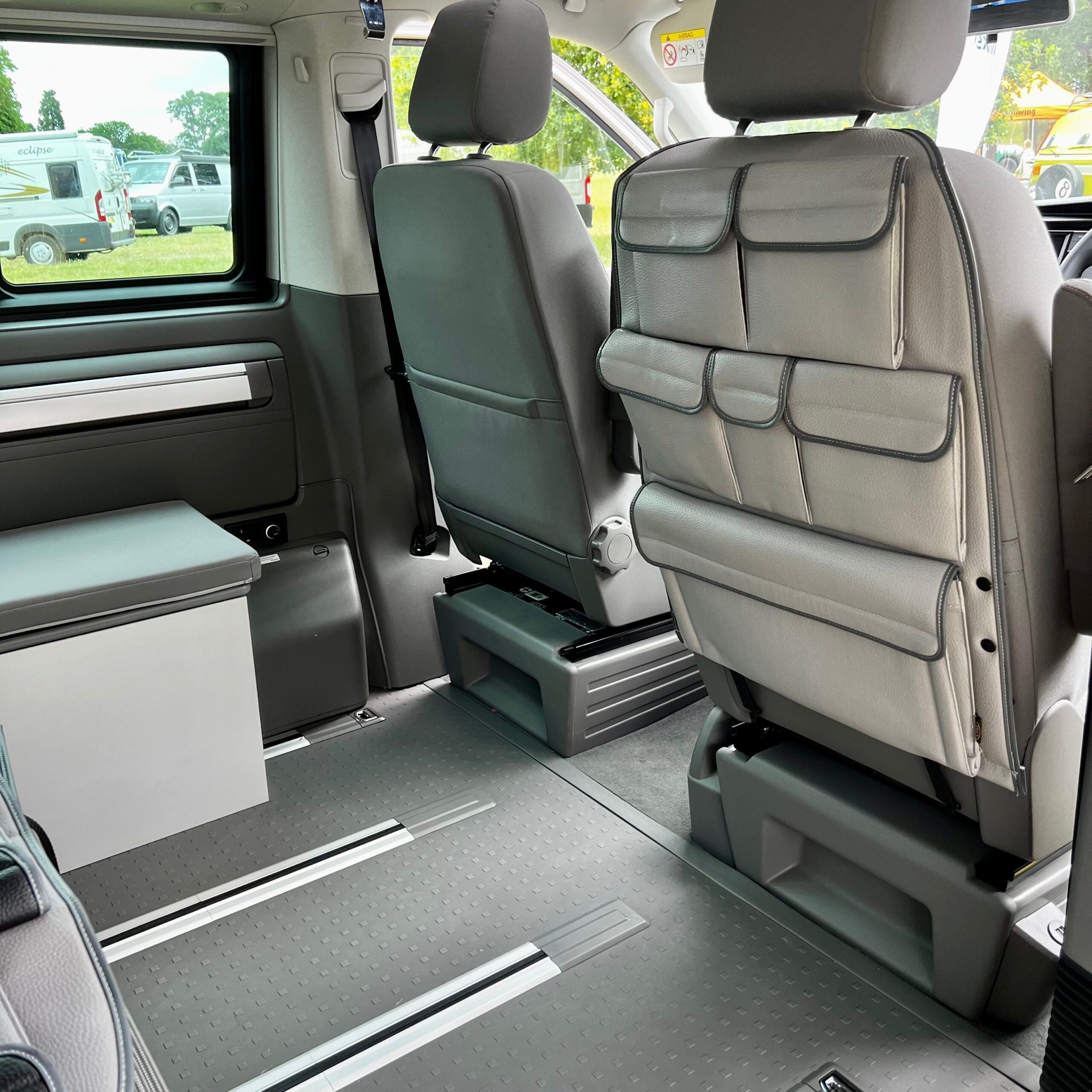 For VW California Ocean, Coast & Beach Campervan Single/Captains Seat Leatherette Back Seat Organiser Storage Solution