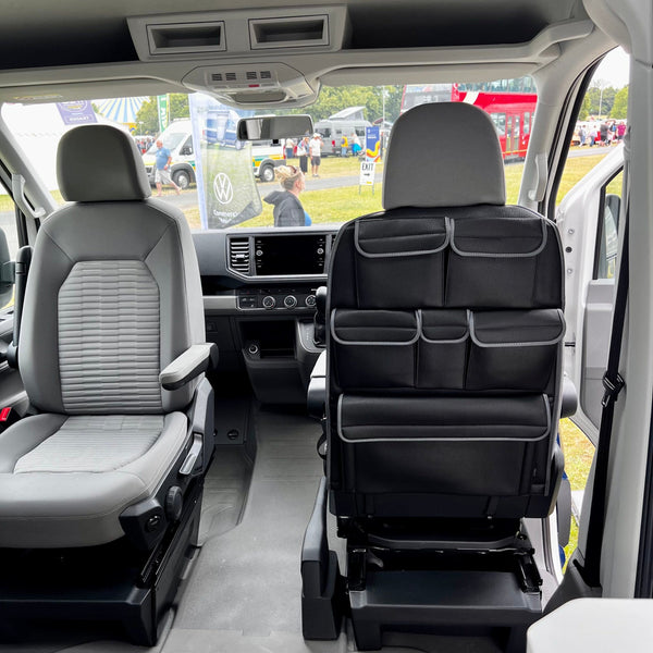 For VW California Ocean, Coast & Beach Campervan Single/Captains Seat Leatherette Back Seat Organiser Storage Solution