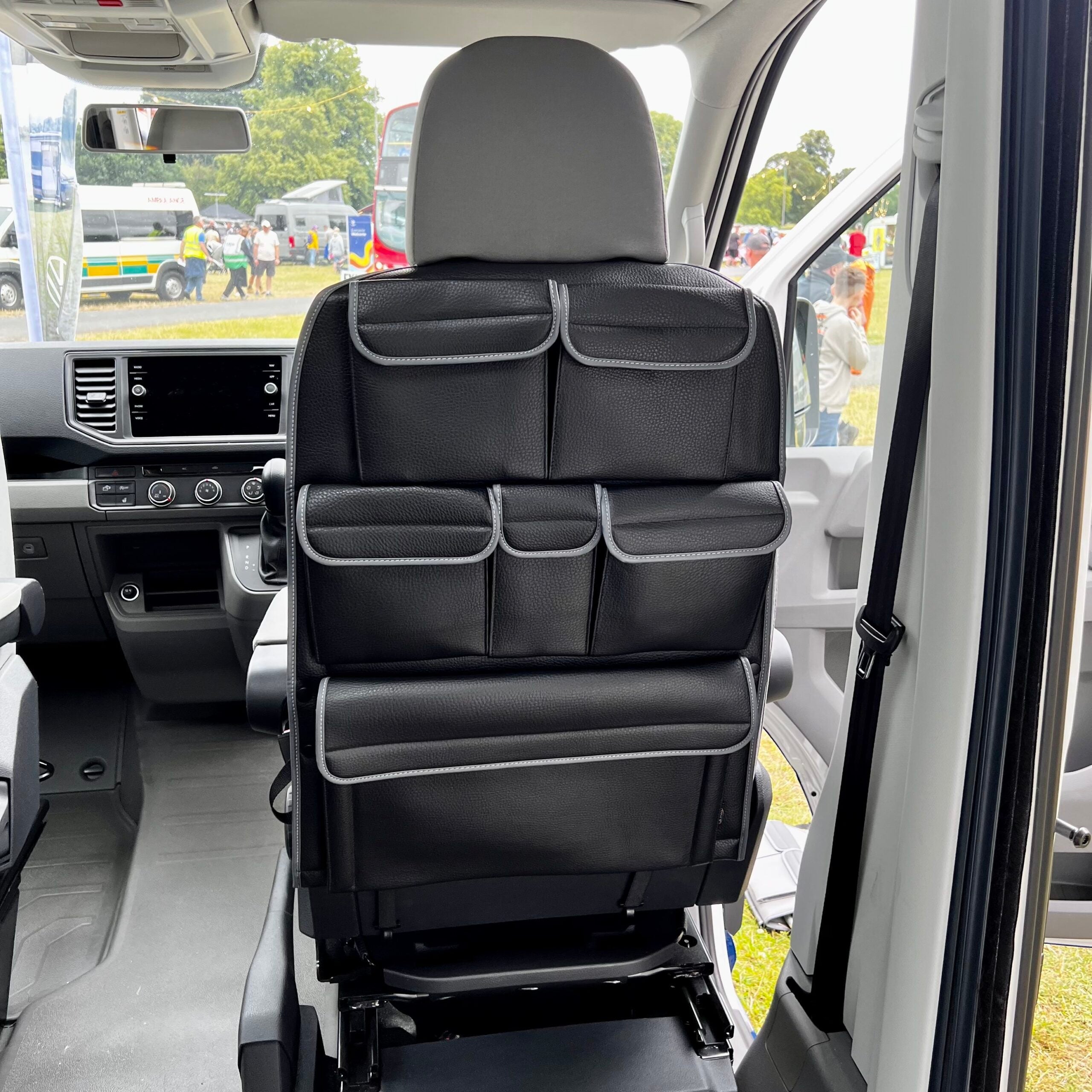 For VW California Ocean, Coast & Beach Campervan Single/Captains Seat Leatherette Back Seat Organiser Storage Solution